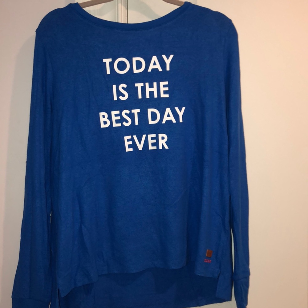 Blue long sleeve peace love world